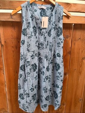 Sonoma Teal Floral Pintuck Midi Dress